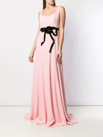 Shop Gucci Floral Embellished Gown In Pink