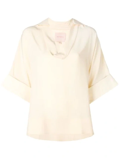 Shop Roksanda Oversized Short-sleeve Blouse In Neutrals