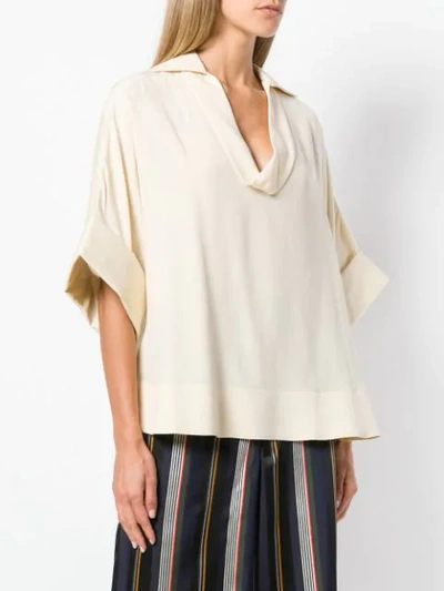 Shop Roksanda Oversized Short-sleeve Blouse In Neutrals