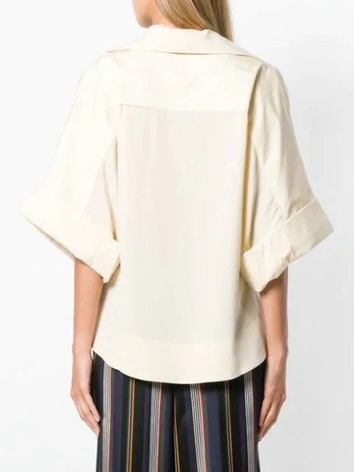 Shop Roksanda Oversized Short-sleeve Blouse In Neutrals