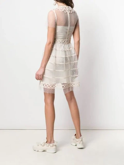 Shop Red Valentino Tiered Tulle Dress In Neutrals