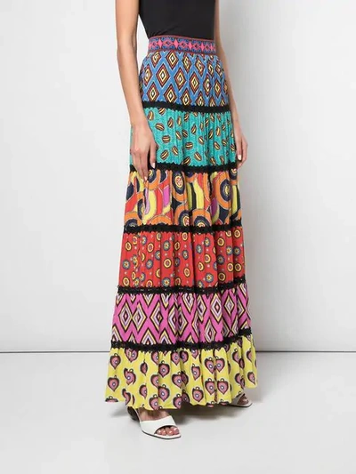 Shop Alice And Olivia Lesa Maxi Skirt In Blue