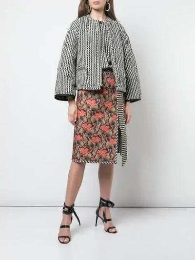 Shop Oscar De La Renta Floral Print Jacket In Black