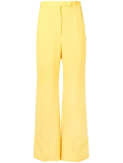 Shop Sara Battaglia Bootcut Trousers In Yellow