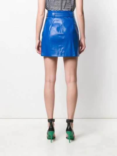 Shop Pinko Faux Leather Mini Skirt In Blue