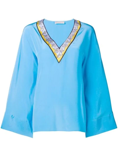 Shop Emilio Pucci Turquoise Kimono Sleeve Tunic In Blue