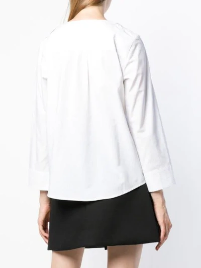 Shop Apc Collarless Longsleeved Shirt In White