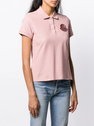 Shop Moncler Logo Patch Polo Shirt In Pink