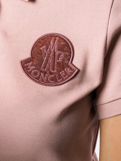 Shop Moncler Logo Patch Polo Shirt In Pink