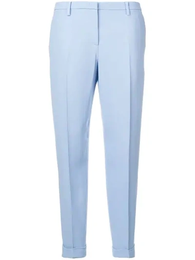 Shop N°21 Cropped Pleated Trousers In Blue