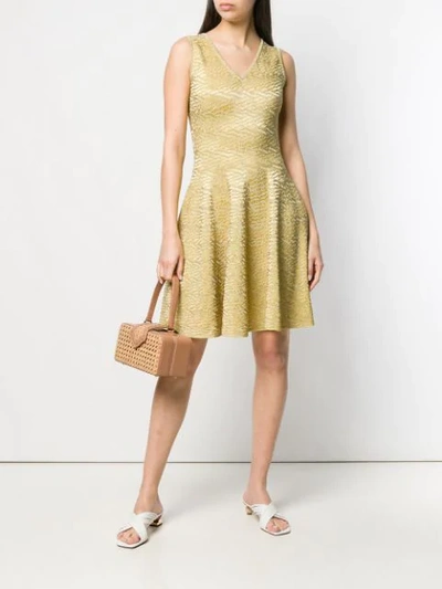 Shop Antonino Valenti Brocade Flared Dress In Yellow