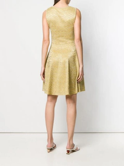 Shop Antonino Valenti Brocade Flared Dress In Yellow