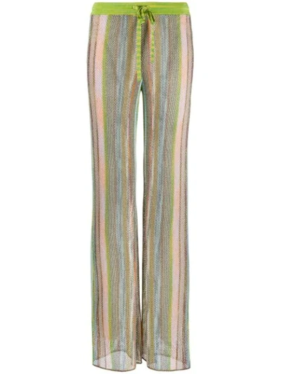 MISSONI STRIPED MESH TROUSERS - 绿色