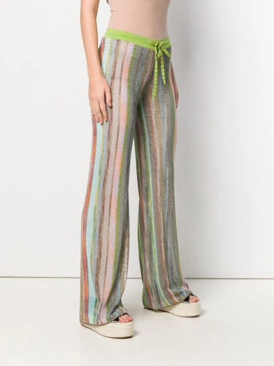 Shop Missoni Striped Mesh Trousers - Green