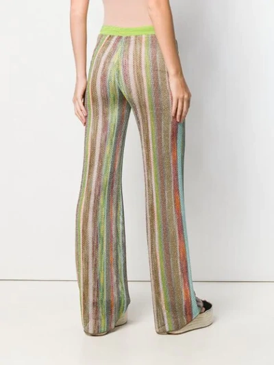 Shop Missoni Striped Mesh Trousers - Green