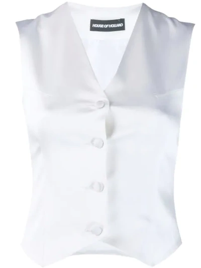Shop House Of Holland Classic Fitted Waistcoat In White