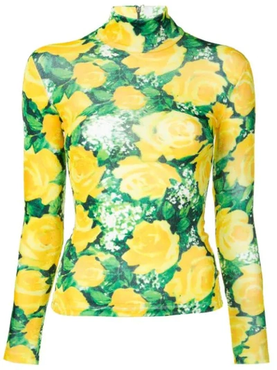 Shop Richard Quinn Floral Print Jersey In Yellow