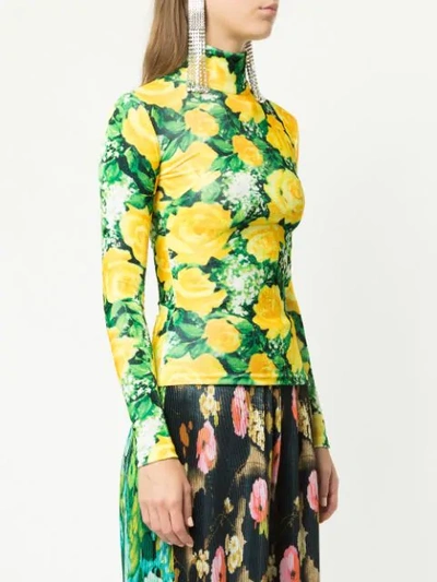 Shop Richard Quinn Floral Print Jersey In Yellow