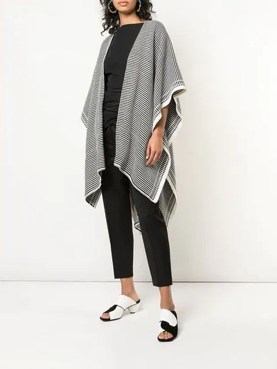 Shop Voz Full Stripe Knitted Duster In Black