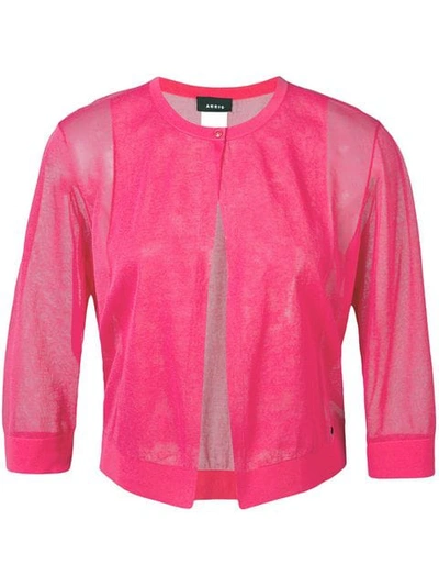 Shop Akris Cropped Sleeve Cardigan In Pink