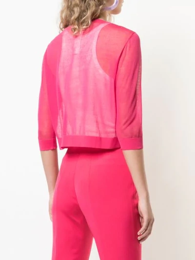 Shop Akris Cropped Sleeve Cardigan In Pink