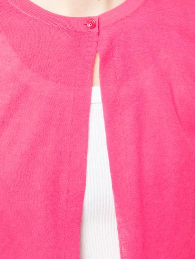 Shop Akris Cropped Sleeve Cardigan In Pink