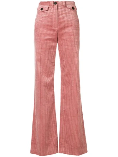 Shop Alexa Chung Flared Corduroy Trousers - Pink