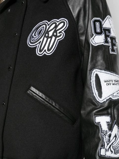 Shop Off-white Varsity Inspired Bomber Jacket In Black