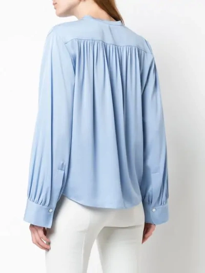 Shop Vince Shirred Back Blouse In Blue