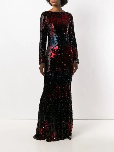 Shop Talbot Runhof Sequin Fitted Long Dress In Black