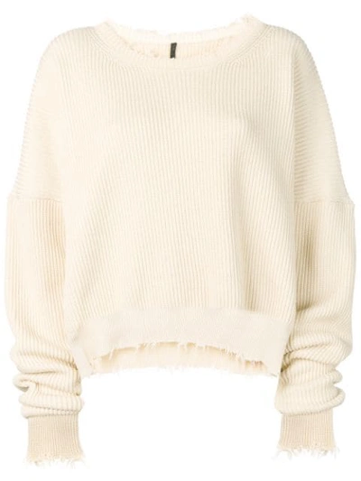 Shop Ben Taverniti Unravel Project Distressed Knitted Jumper In Neutrals