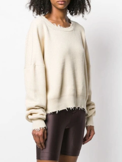 Shop Ben Taverniti Unravel Project Distressed Knitted Jumper In Neutrals