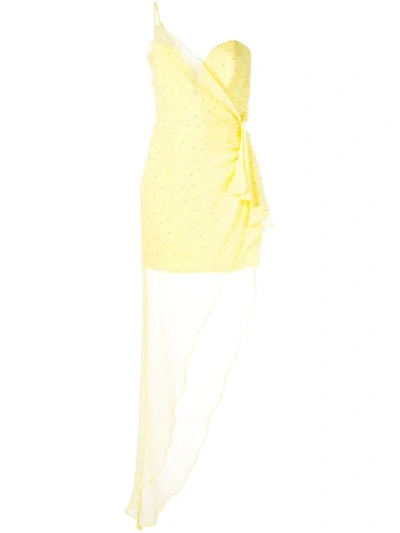 Shop Michelle Mason Bustier Draped Gown In Yellow