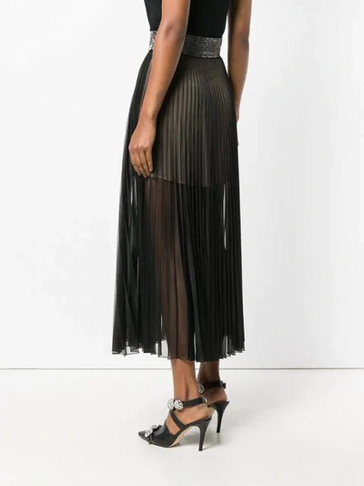 Shop Christopher Kane Crystal Mesh Pleated Skirt In Black