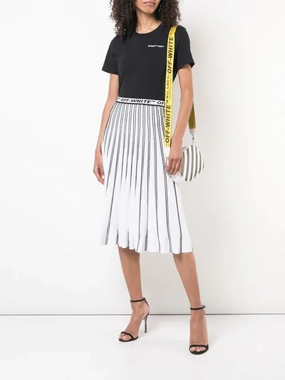 Shop Off-white Pleated Logo Skirt In White