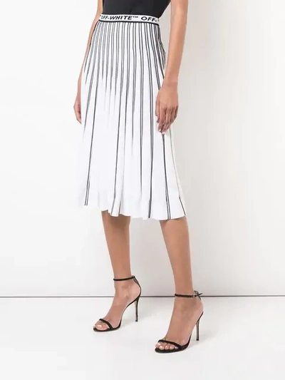 Shop Off-white Pleated Logo Skirt In White