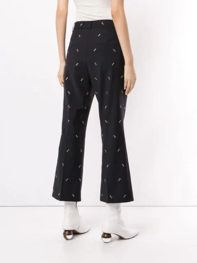 Shop Tibi Embroidered Ant Trousers In Blue