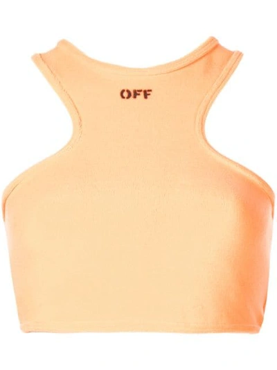 Shop Off-white Contrasting Logo Tank Top In Orange