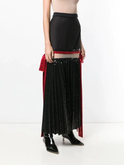 Shop Atu Body Couture Pleated Sequin Maxi Skirt In Black