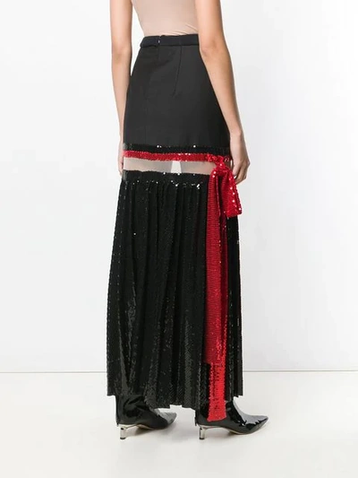Shop Atu Body Couture Pleated Sequin Maxi Skirt In Black