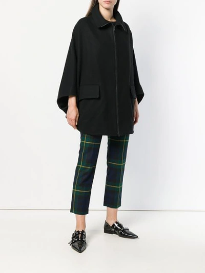 Shop Yohji Yamamoto Cropped Sleeve Zip Coat - Black