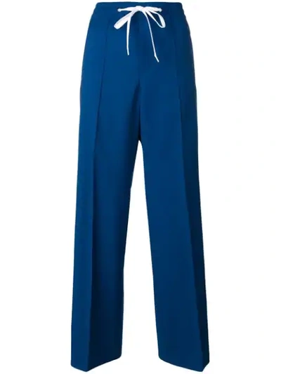 Miu Miu Striped Wool And Mohair-blend Track Pants In Blue