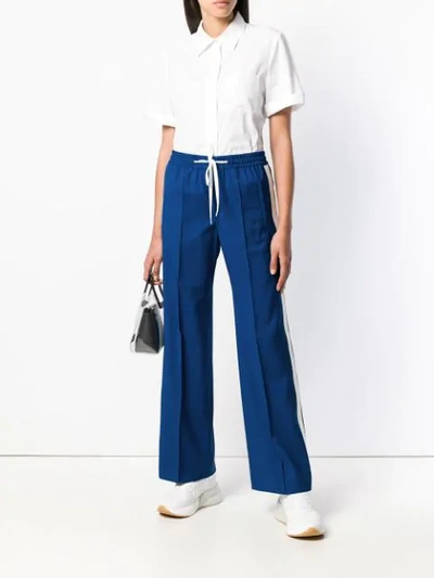 Miu Miu Striped Wool And Mohair-blend Track Pants In Blue