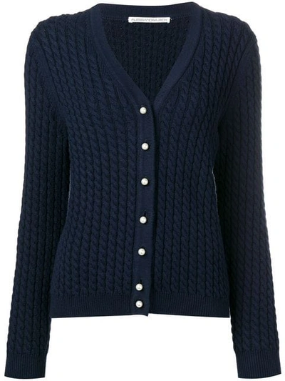 Shop Alessandra Rich V-neck Buttoned Cardigan - Blue
