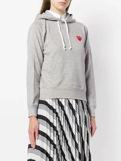 Shop Comme Des Garçons Play Logo Embroidered Hoodie In Grey