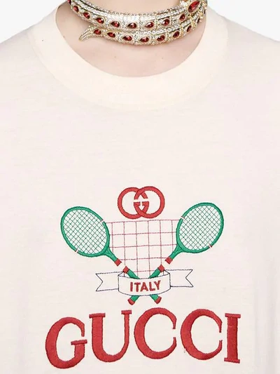 GUCCI GUCCI网球印花T恤 - 白色