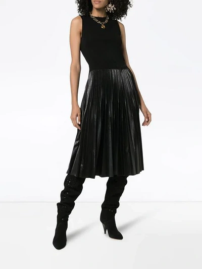 Shop Givenchy Sleeveless Pleated Midi Dress In Black