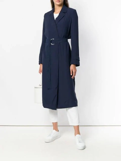 Shop Noon By Noor Toyah Belted Trench Coat In Blue
