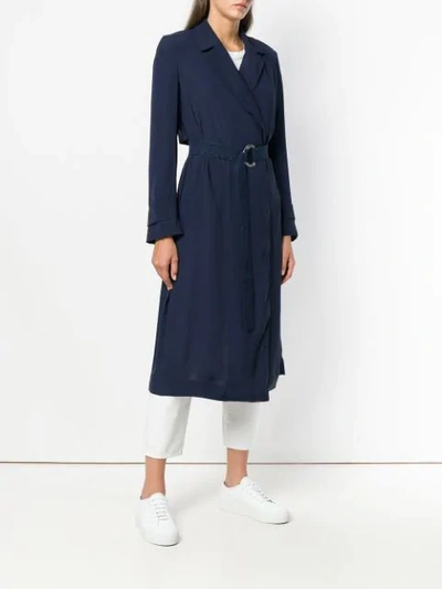 Shop Noon By Noor Toyah Belted Trench Coat In Blue