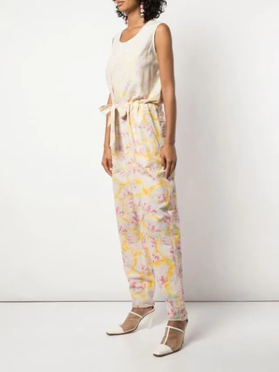 Shop Anntian Abstract Print Jumpsuit In Neutrals